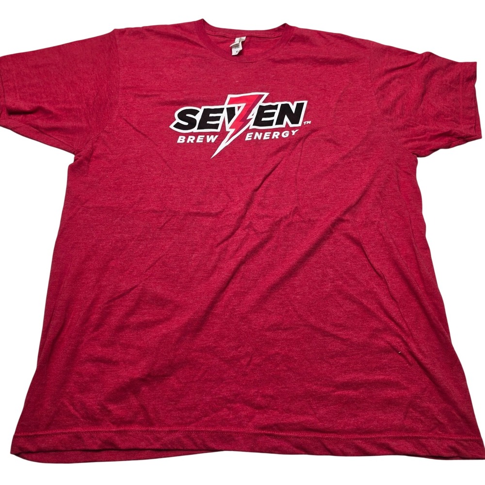7 Brew Energy T-Shirt Tultex 202 Red Heathered Unisex XL Short Sleeve Logo Tee